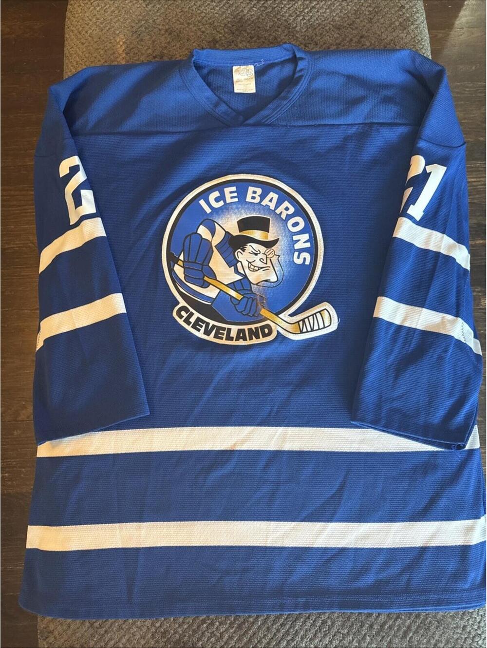 Vintage Cleveland Ice Barons Hockey #21 Davis Jersey Athletic Knit Men’s 2XL